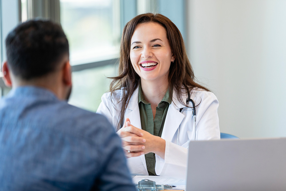 Doctor talking to a patient.